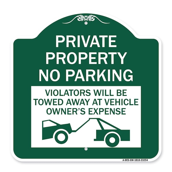 Private Parking Violators Will Be Towed Away at Vehicle Owners Expense, A-DES-GW-1818-23254